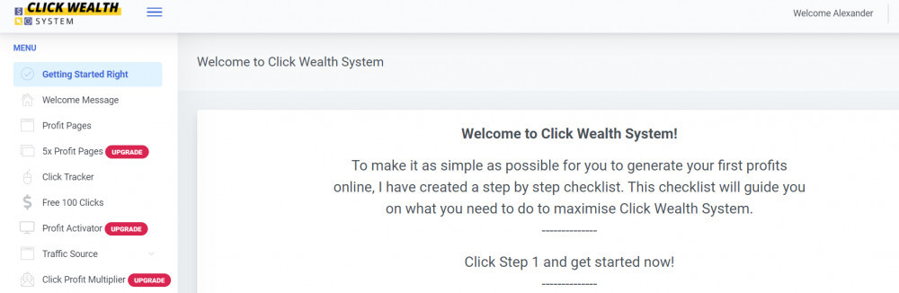 click wealth system back office