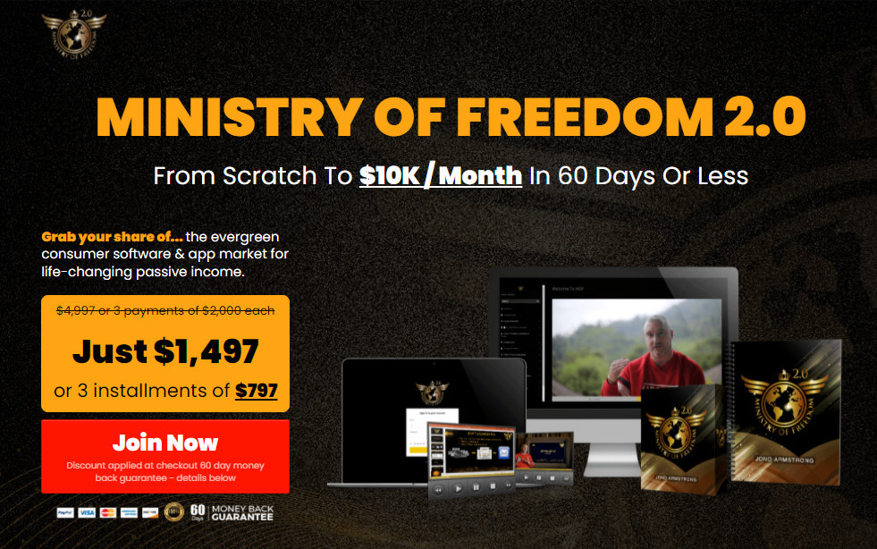 jono armstrong ministry of freedom how much does it cost