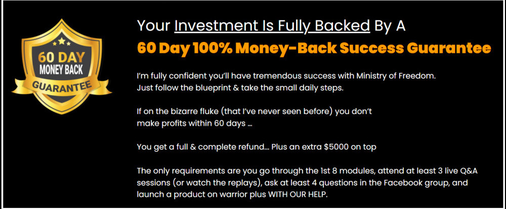 ministry of freedom money back guarantee