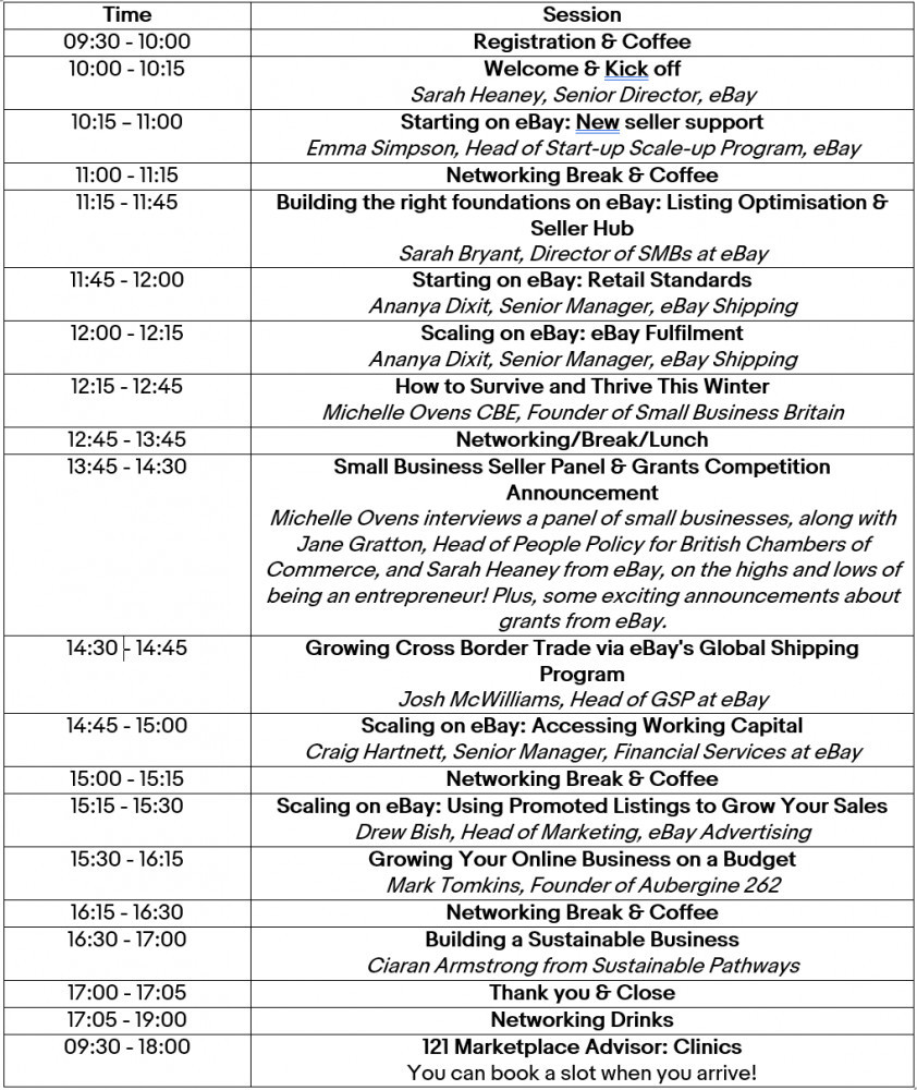 ebay business roadshow 2022 timetable